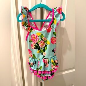 Betsy Johnson girls size 5 ruffle tiered bathing suit